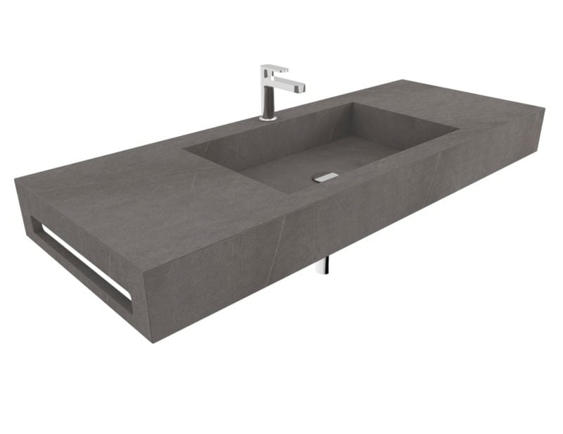 City San Diego contemporary Italian basin sink with grey Siena Brown marble